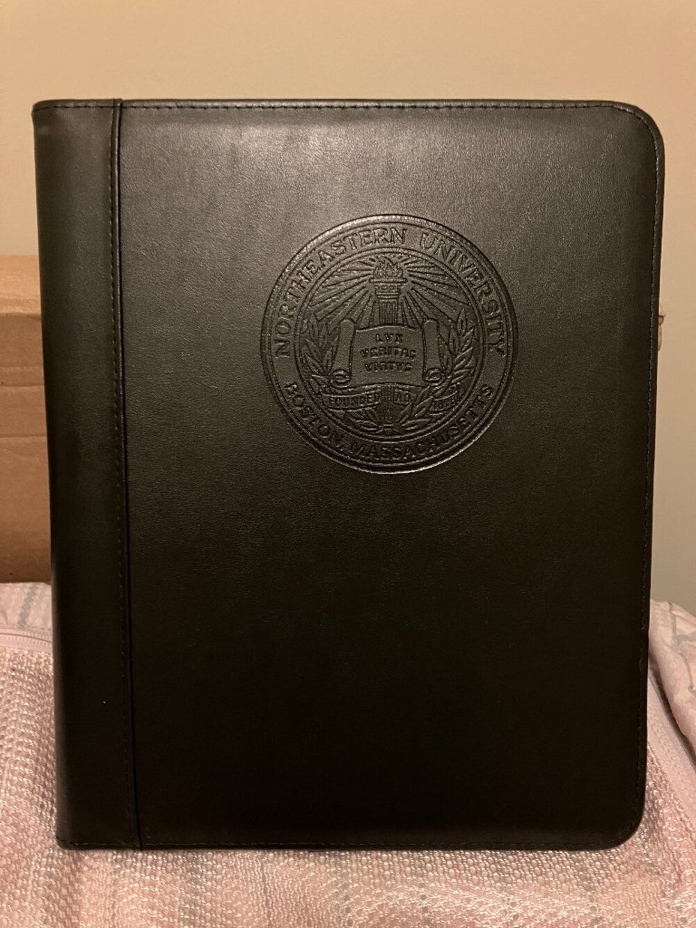 Northeastern University Boston - Black Leather Padfolio - Resume Holder
